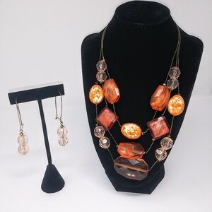Peach and Orange Necklace Set